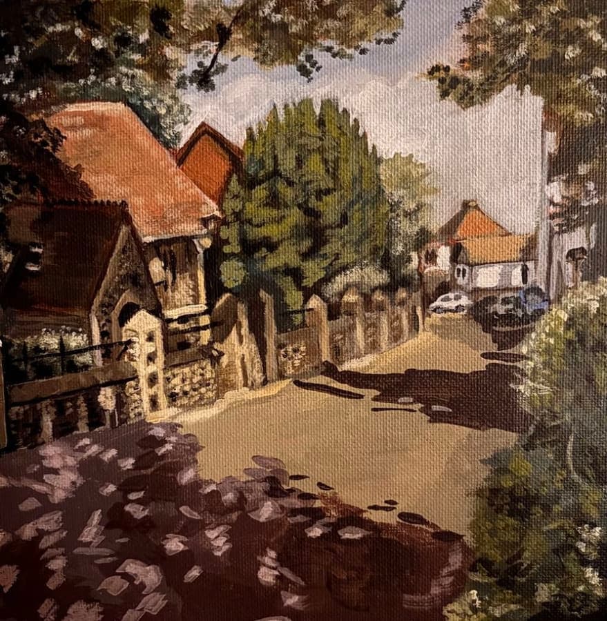 Sunlit Street, Acol Kent by Helen Sutton — Acrylic on canvas