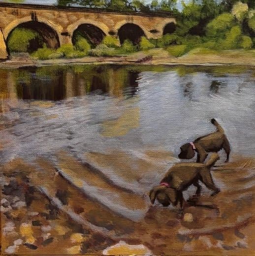 Sunlight and Ripples, Dordogne, France by Helen Sutton — Acrylic on canvas